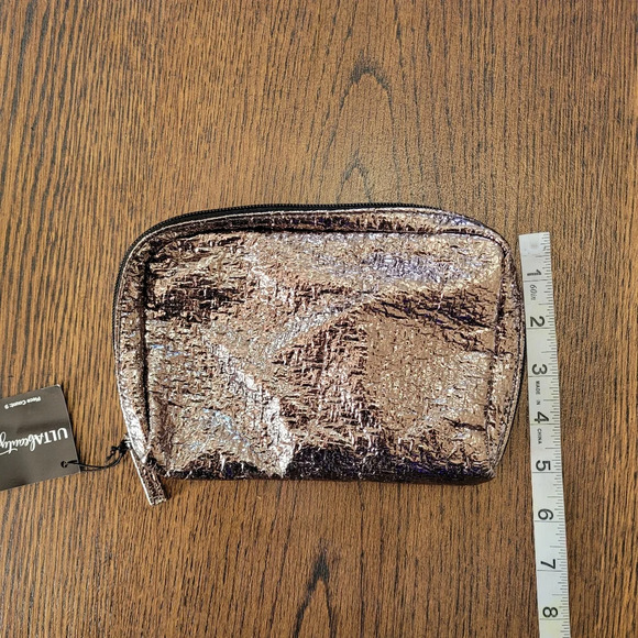 Ulta Beauty Silver Metallic Top Zip Beauty Make Up Cosmetic Bag NEW with Tag - Picture 4 of 6